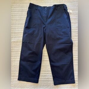 Talbots Women’s High Waist Patch Pocket Crop Pants 16P Petite Navy Blue NWT